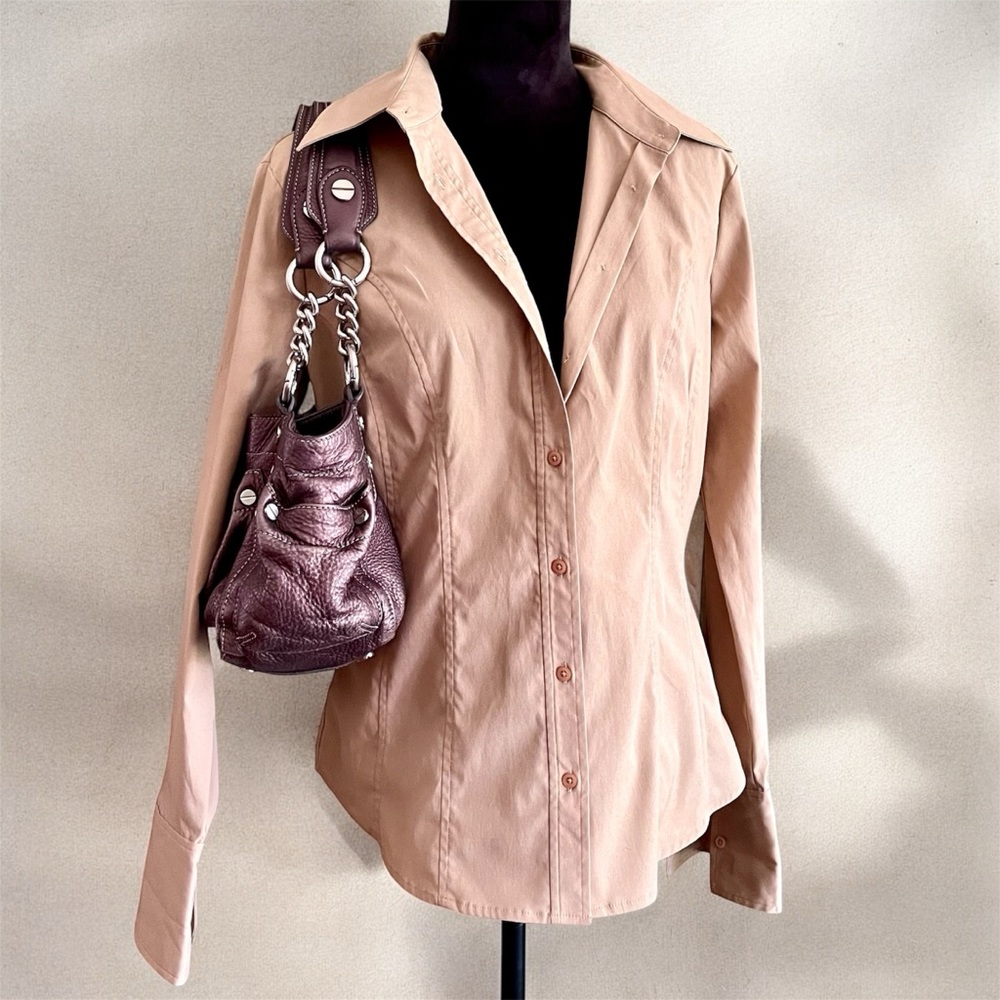 Western Style Tan Button Down Top